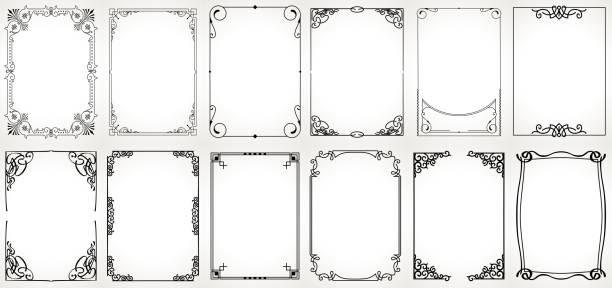 Big set Template of Decorative vintage frames,borders rectangular shape. Old backgrounds . Big set Template of Decorative vintage frames,borders rectangular shape. Old backgrounds 19th century style stock illustrations