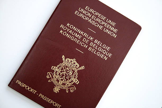Belgian Passport stock photo