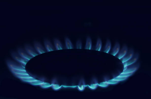 istock Gas burning in the burner over black background. 892281418