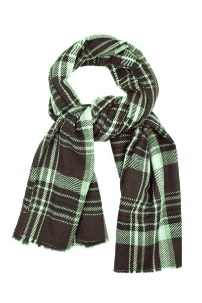 istock Green wool scarf isolated on white background. 892281876