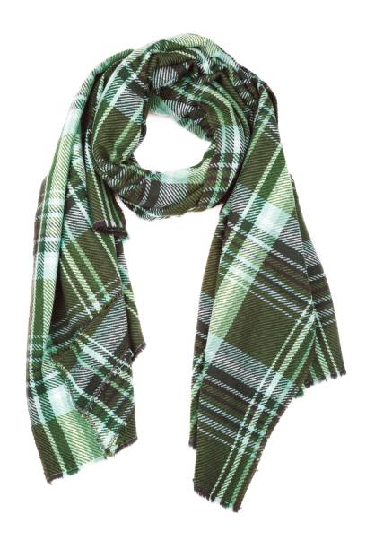 istock Green wool scarf isolated on white background. 892281910