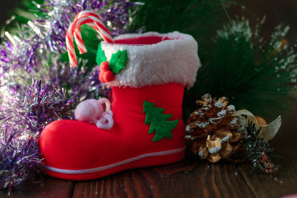 istock Red christmas boot - decoration for christmas day. 892291096