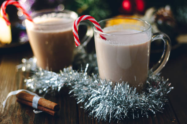 istock Glass filled by the eggnog - christmas punch 892299380