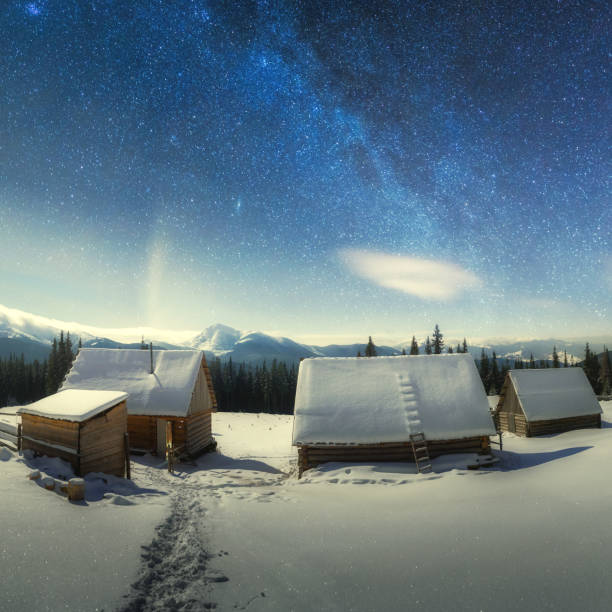 istock Night landscape glowing by milky way 892300074