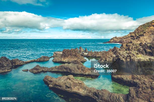 Natural Volcanic Pools In Porto Moniz Madeira Island Portugal Stock Photo - Download Image Now