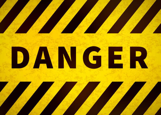 istock Danger sign, old warning plate with yellow and black stripes and grunge texture 892333394