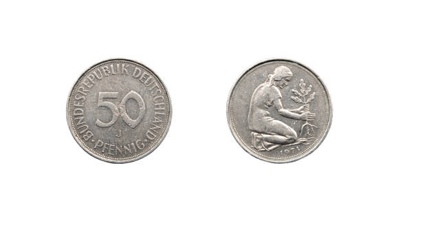 istock Coin 50 pfenning over a white background. Germany 892338352