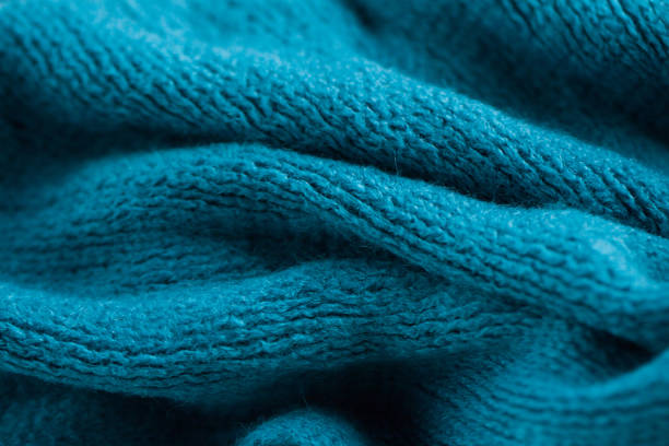 tekstura przytulnego ciepłego niebieskiego szalika - blue wool zdjęcia i obrazy z banku zdjęć