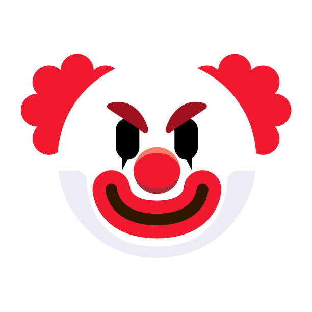 cartoon clown emoji, isolated on white background - clown evil horror spooky stock-grafiken, -clipart, -cartoons und -symbole