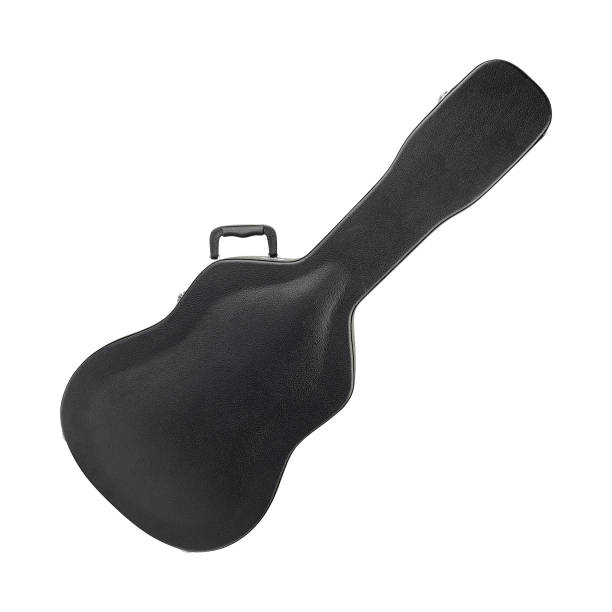istock Musical instrument - Black acoustic guitar hard case. Isolated 892354716