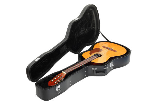 istock Musical instrument - Classic guitar hard case isolated 892354758