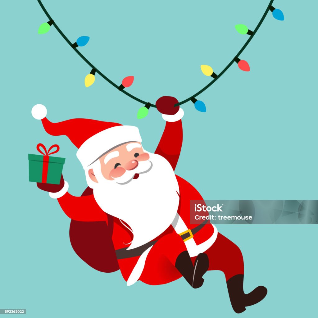 Vector Cartoon Illustration Of Cute Traditional Santa Claus ...