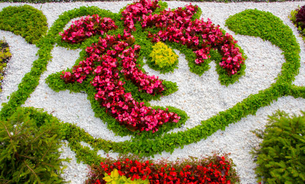 istock Marble chips and many annual flowers in rockeries 892379522