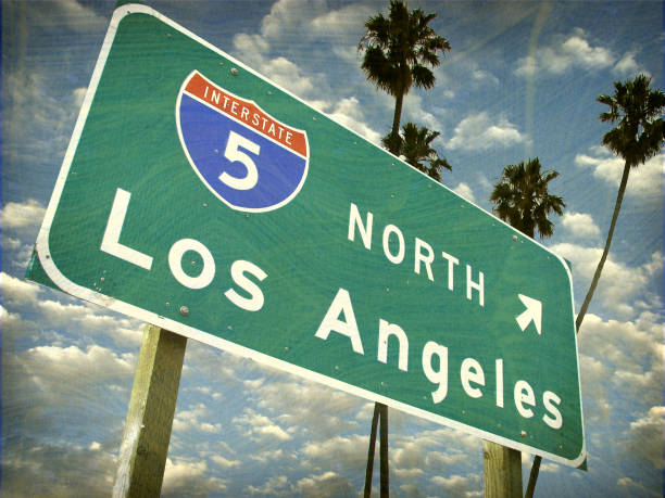 freeway sign aged and worn vintage Los Angeles freeway sign highway 405 photos stock pictures, royalty-free photos & images
