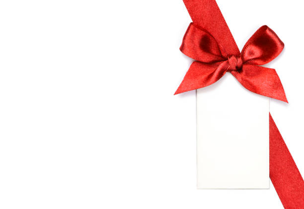 istock Red ribbon with bow and card 892400912