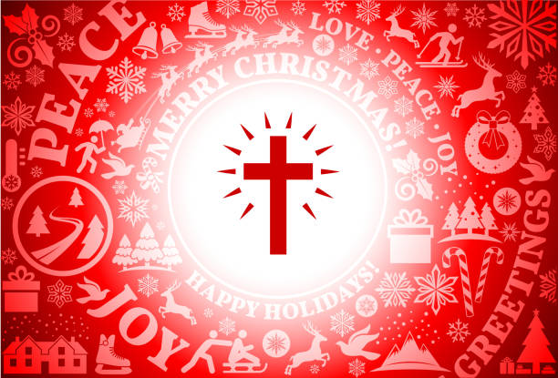 istock Christian Cross  Red Christmas Holiday Background 892406530