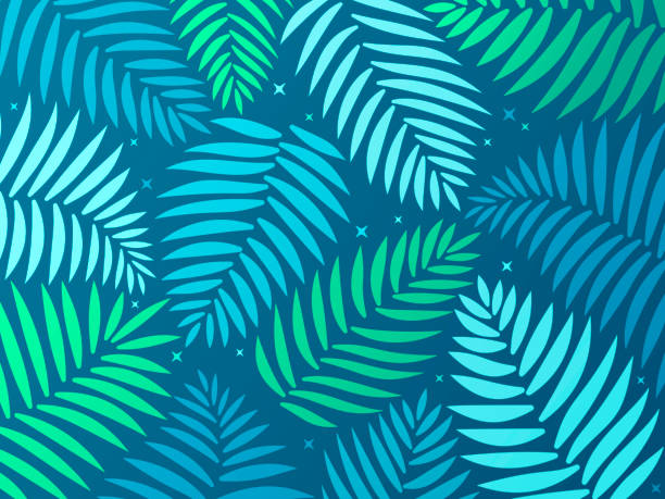 illustrazioni stock, clip art, cartoni animati e icone di tendenza di sfondo tropicale palma - tropical rainforest forest green abstract