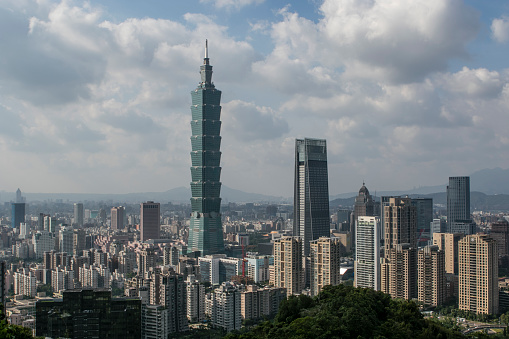 View from the Elephant Mountain at the skyline of Taipei, Taiwan - Asia