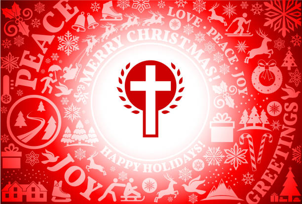 istock Christian Cross  Red Christmas Holiday Background 892412826