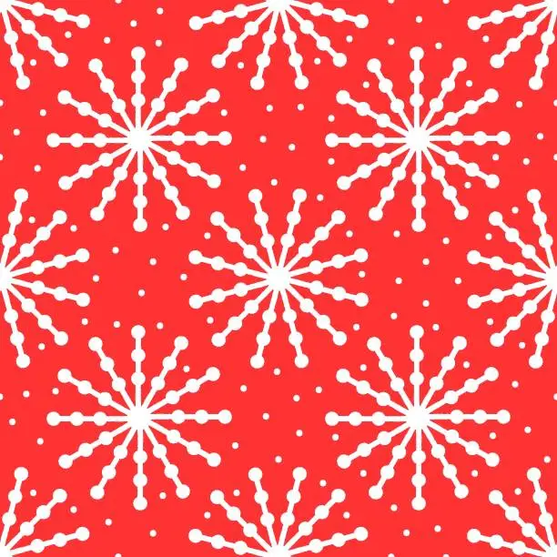 Vector illustration of Repeated snowflakes painted by hand with brush. New Year seamless pattern.