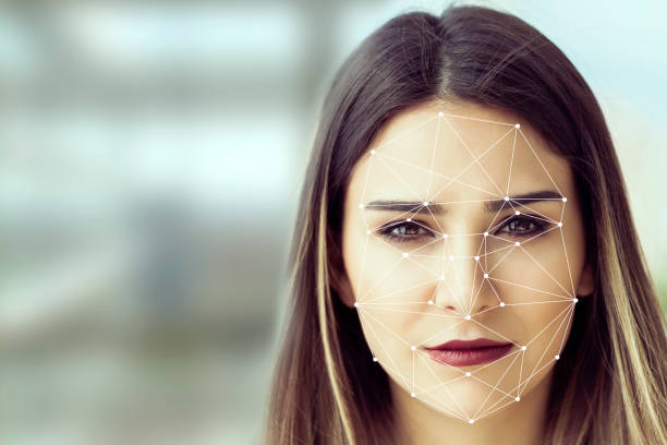 concepto de sistema de reconocimiento facial - surveillance human eye security privacy fotografías e imágenes de stock