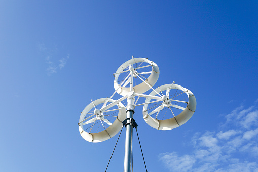Wind turbines generating electricity with blue sky,renewable energy source