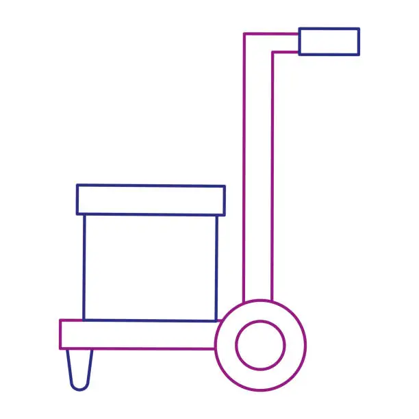 Vector illustration of carton box in handle cart