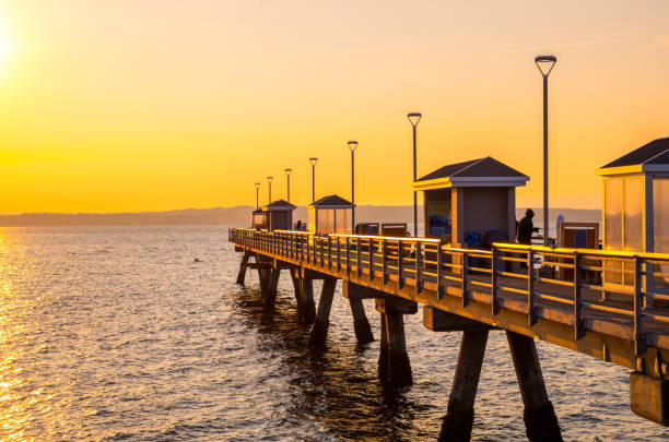 muelle de pesca de edmonds - edmonds fotografías e imágenes de stock