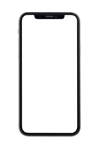 Apple iPhone X Silver White Blank Screen Istanbul, Turkey - November 29, 2017: The new Apple iPhone X Silver Color 256GB Model with White Blank Startup Screen isolated on white background. iphone stock pictures, royalty-free photos & images