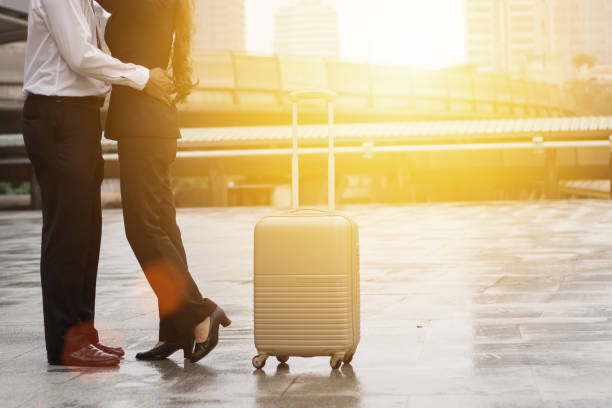 istock Lovers stand together at the airport. 892516142