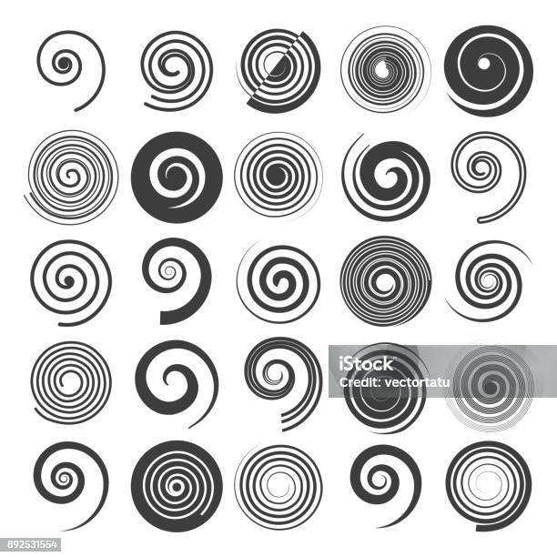 Spiral Swirls Icons Stock Illustration - Download Image Now - Spiral, Icon Symbol, Swirl Pattern