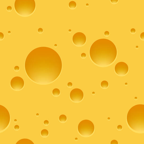 Swiss cheese seamless pattern Swiss cheese pattern. Edam or maasdam slice porous yellow square background, vector illustration cheese texture seamless stock illustrations