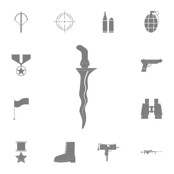 Vector illustration of Knife Cris icon. Set of military elements icon. Quality graphic design collection army icons for websites, web design, mobile app