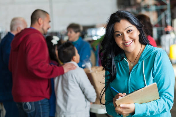 Cheerful food drive manager