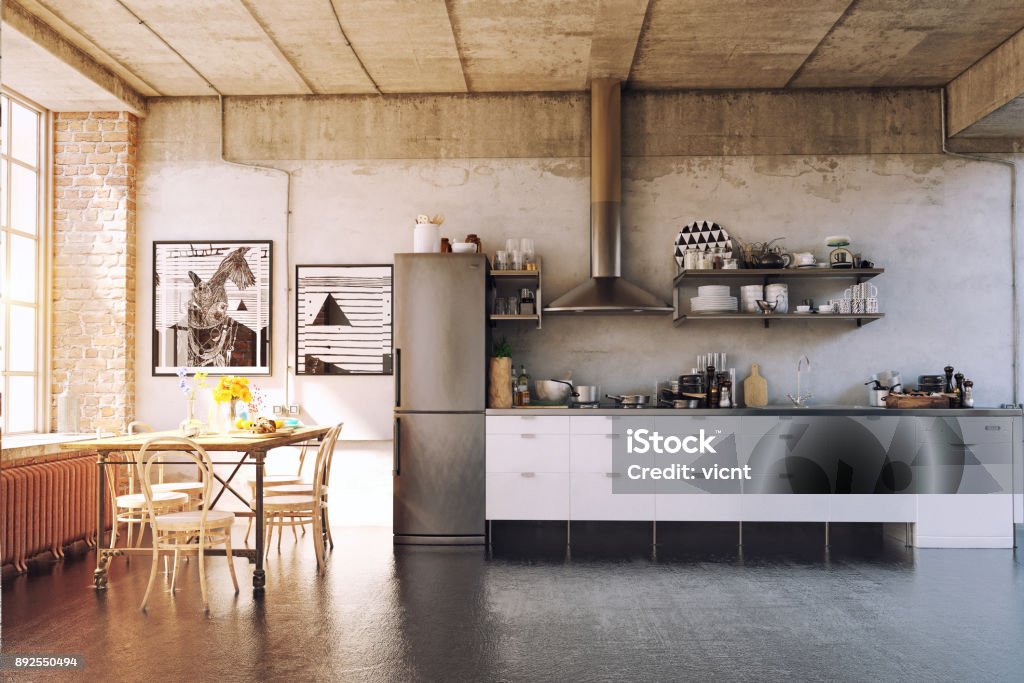 Le loft moderne kirchen - Photo de Cuisine libre de droits