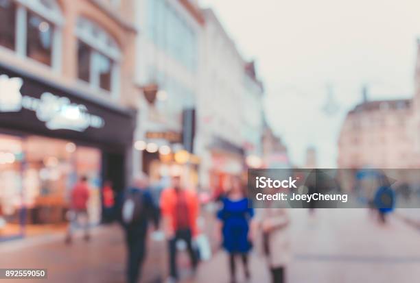 Blur Street Background At Oxford Uk Stock Photo - Download Image Now - High Up, Shopping, Store