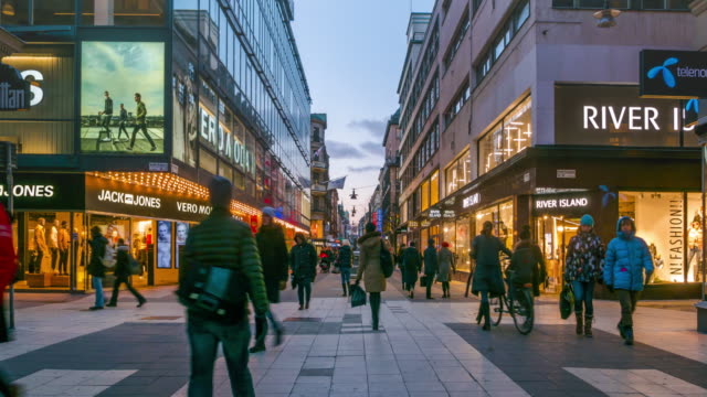 Time Lapse of People walking in Shopping Plaza - Stockholm Sweden