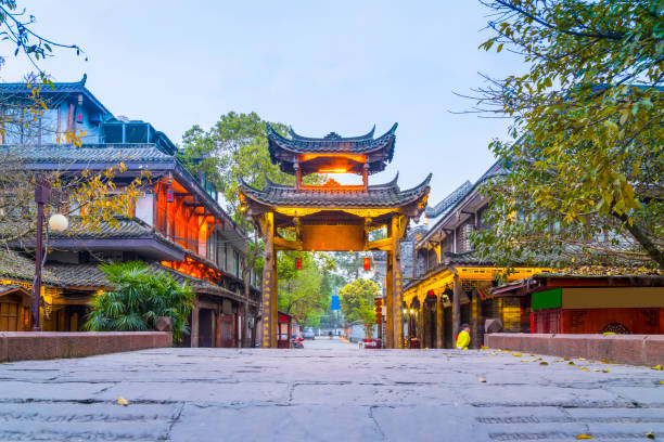 istock Night scene of Sichuan ancient town 892565324
