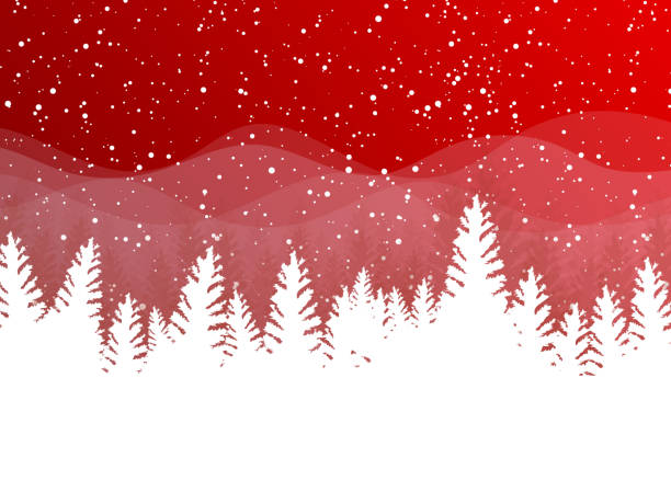 赤の背景にクリスマス冬。銀の明るい光で雪と雪の白します。クリスマス ツリー。 - winter focus on foreground backgrounds white点のイラスト素材／クリップアート素材／マンガ素材／アイコン素材