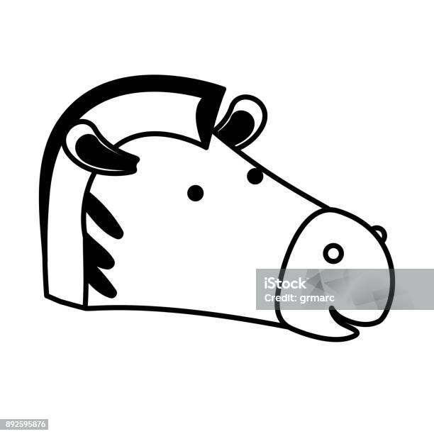 Zebra Cartoon Head In Black Sections Silhouette Stock Illustration - Download Image Now - Africa, Animal, Animal Wildlife