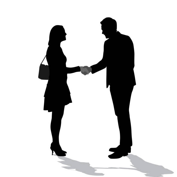 ein versprechen - silhouette handshake business customer stock-grafiken, -clipart, -cartoons und -symbole