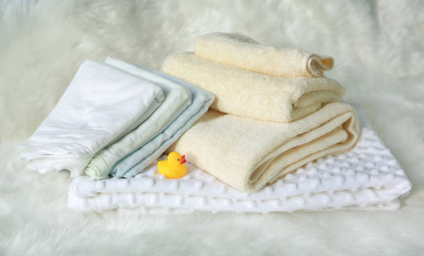 istock Children's towel on white fur. 892620486