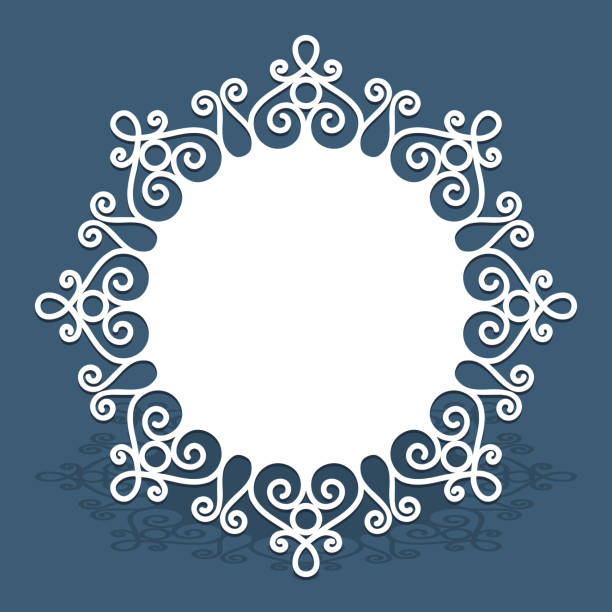 круглый doily с вырезом кружева границы шаблон - doily lace circle floral pattern stock illustrations