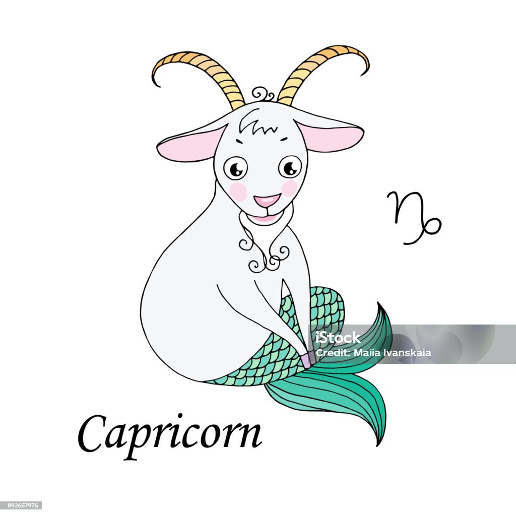 Capricorn Zodiac Sign On White Background Stock Illustration - Download  Image Now - Animal, Art, Astrology - iStock