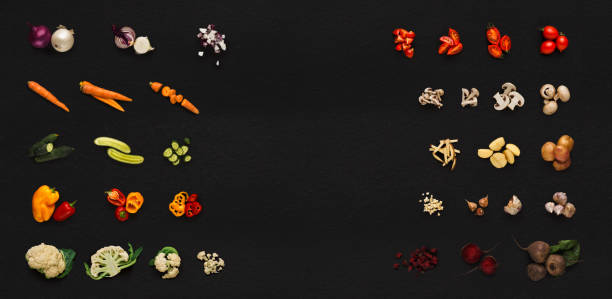 istock Collage of various vegetables on black background, isolated 892679982
