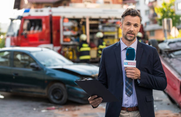 Reporter Covering Traffic Disaster