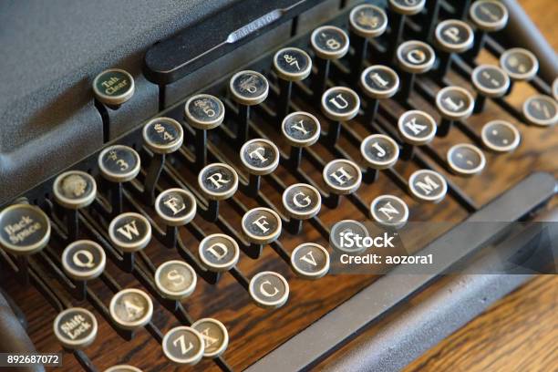 Old Typewriter Stock Photo - Download Image Now - Alphabet, Desk, Horizontal