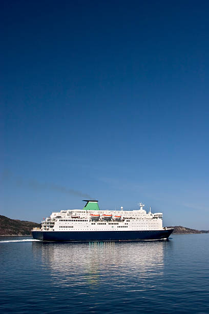 Ferry approaching Bergen, Norway. stock photo