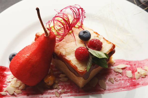 istock Exclusive dessert served on white plate, closeup 892693992