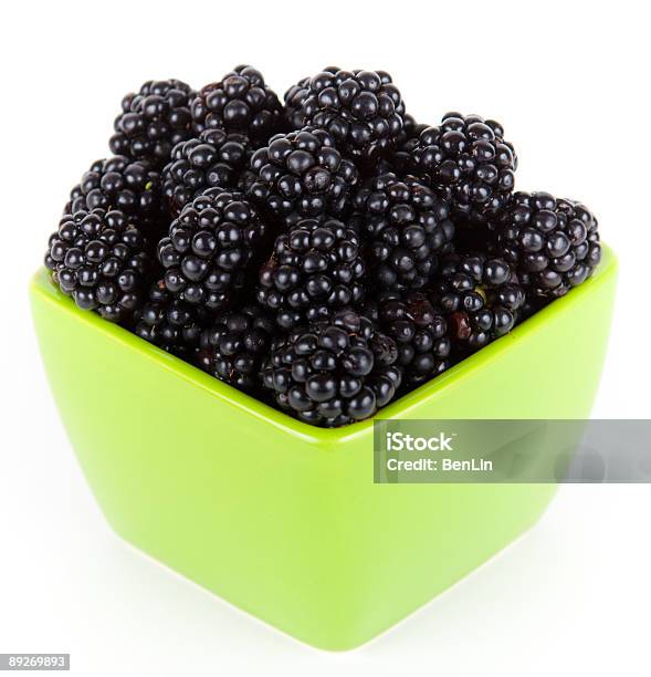 Blackberries In Green Bowlcup Stock Photo - Download Image Now - Antioxidant, Berry Fruit, Black Color
